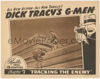 6w0889 DICK TRACY'S G-MEN chapter 7 LC 1939 Ralph Byrd fighting on lumber pile, Tracking the Enemy!