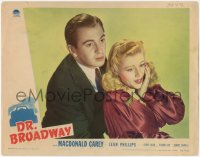6w0905 DR. BROADWAY LC 1942 close up of scared Jean Phillips & Macdonald Carey, first Anthony Mann!
