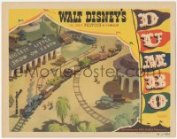 6w0912 DUMBO LC 1941 great Disney cartoon image of train riding by the Biggest Little Show on Earth!