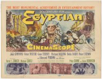 6w0569 EGYPTIAN TC 1954 artwork of Jean Simmons, Victor Mature & Gene Tierney in ancient Egypt!