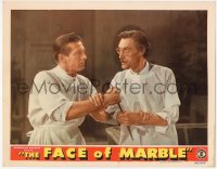 6w0919 FACE OF MARBLE LC 1945 John Carradine stops Robert Shayne from drawing dagger from sheath!