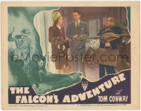6w0924 FALCON'S ADVENTURE LC #7 1946 Tom Conway & Madge Meredith by Brophy carrying their luggage!