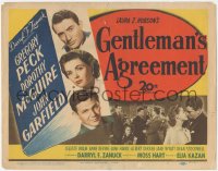 6w0587 GENTLEMAN'S AGREEMENT TC 1947 Elia Kazan, Jewish Gregory Peck, Dorothy McGuire, John Garfield
