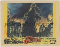 6w0964 GODZILLA LC #4 1956 great image of Gojira crushing train in mouth, rubbery monster classic!