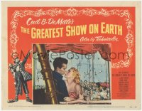 6w0975 GREATEST SHOW ON EARTH LC #6 1952 romantic c/u of Charlton Heston & Betty Hutton, DeMille!