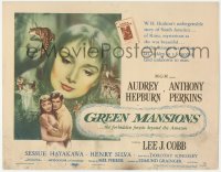6w0595 GREEN MANSIONS TC 1959 cool art of Audrey Hepburn & Anthony Perkins by Joseph Smith!