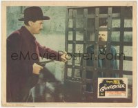 6w0982 GUNFIGHTER LC #2 1950 Gregory Peck as Jimmy Ringo points gun at man behind bars!