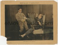 6w0995 HIS MAJESTY THE AMERICAN LC 1919 happy Douglas Fairbanks pulls older man out of chair!