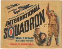 6w0616 INTERNATIONAL SQUADRON linen TC 1941 pilot Ronald Reagan flies for the R.A.F. in WWII, rare!