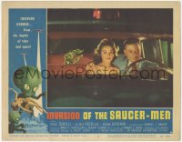 6w1029 INVASION OF THE SAUCER MEN LC #6 1957 best image of alien hand reaching for couple in car!