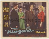 6w1147 NIAGARA LC #7 1953 sexy Marilyn Monroe learns the shocking news, but Jean Peters suspects!