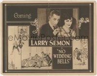 6w0657 NO WEDDING BELLS TC 1923 c/u of Larry Semon & Lucille Carlisle + art with Oliver Hardy, rare!