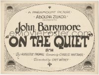 6w0661 ON THE QUIET TC 1918 John Barrymore secretly marries his girlfriend, a true title card, rare!