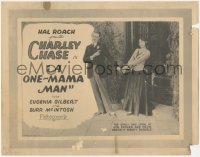 6w0664 ONE-MAMA MAN TC 1927 Charley Chase being bashful with pretty Eugenia Gilbert, ultra rare!