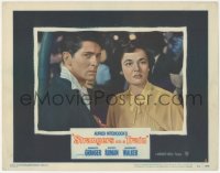 6w1312 STRANGERS ON A TRAIN LC #2 1951 Hitchcock, close up of intense Farley Granger & Ruth Roman!