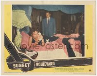 6w1316 SUNSET BOULEVARD LC #4 1950 Wiliam Holden watches crazy Gloria Swanson on phone in bed!