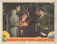 6w1324 TARZAN'S NEW YORK ADVENTURE LC 1942 Johnny Weissmuller & Maureen O'Sullivan held at gunpoint!