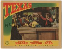 6w1331 TEXAS LC 1941 William Holden behind saloon bar held at gunpoint by lots of angry cowboys!