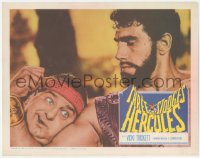 6w1343 THREE STOOGES MEET HERCULES LC 1961 close up of Joe DeRita squeezed by Samson Burke's bicep!