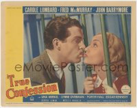 6w1354 TRUE CONFESSION LC 1937 Carole Lombard & Fred MacMurray kissing through prison bars!