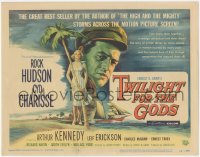 6w0724 TWILIGHT FOR THE GODS TC 1958 great art of Rock Hudson & sexy Cyd Charisse on beach!