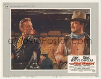6w1370 WAR WAGON LC #8 1967 great close up of Kirk Douglas talking to John Wayne in saloon!