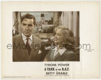 6w1395 YANK IN THE R.A.F. Color-Glos LC 1941 c/u of Betty Grable smiling at perplexed Tyrone Power!