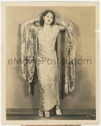 6w0062 BILLIE DOVE 8x10.25 news photo 1928 full-length modeling gorgeous negligee of gold silk lace!