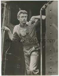 6w0157 EAST OF EDEN 7.25x9.75 still 1955 great close up of James Dean on train making his film debut!
