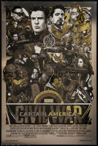 6x2054 2nd CHANCE! - CAPTAIN AMERICA: CIVIL WAR #33/80 24x36 art print 2017 Mondo, Tyler Stout, metal edition!