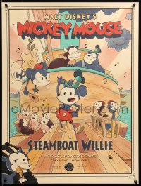 6x1775 STEAMBOAT WILLIE #225/225 18x24 art print 2020 Mondo, Mickey Mouse, JJ Harrison, first ed.!