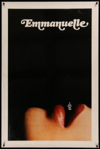 6y0084 EMMANUELLE linen teaser 1sh 1975 c/u of sexy Sylvia Kristel's lips, X was never like this!