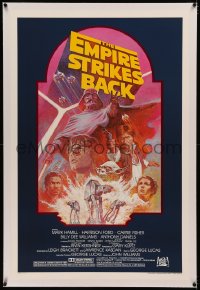 6y0085 EMPIRE STRIKES BACK linen studio style 1sh R1982 George Lucas sci-fi classic, Tom Jung art!