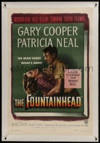 6y0097 FOUNTAINHEAD linen 1sh 1949 Gary Cooper & Patricia Neal in Ayn Rand's Objectivist classic!