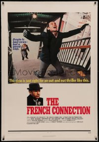 6y0100 FRENCH CONNECTION linen int'l 1sh 1971 Gene Hackman in movie chase climax spoiler, Friedkin!