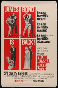 6y0101 FROM RUSSIA WITH LOVE linen style B 1sh 1964 Sean Connery as Ian Fleming's James Bond is back!