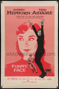 6y0103 FUNNY FACE linen 1sh 1957 art of Audrey Hepburn close up & full-length + Fred Astaire!
