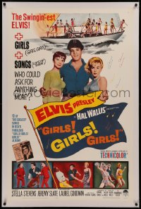 6y0111 GIRLS GIRLS GIRLS linen 1sh 1962 Elvis Presley, Stella Stevens & boat full of sexy girls!