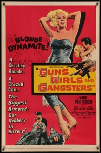 6y0124 GUNS, GIRLS & GANGSTERS 1sh 1959 sexy Mamie Van Doren is a blonde hell-cat on the prowl!