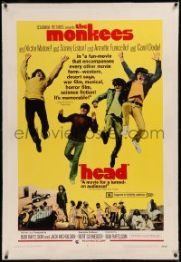 6y0130 HEAD linen 1sh 1968 The Monkees, Peter Tork, Davy Jones, Micky Dolenz, Michael Nesmith!