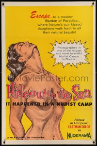 6y0133 HIDEOUT IN THE SUN 1sh 1960 Doris Wishman, it happened in a nudist camp, great nude art!