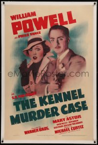 6y0153 KENNEL MURDER CASE linen 1sh R1942 William Powell as detective Philo Vance with Mary Astor!