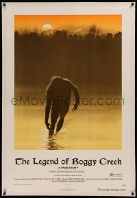 6y0159 LEGEND OF BOGGY CREEK linen 1sh 1973 great Ralph McQuarrie art of swamp monster silhouette!