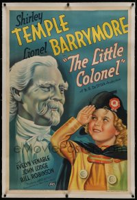 6y0164 LITTLE COLONEL linen 1sh 1935 Fox stone litho of Shirley Temple saluting Lionel Barrymore!