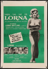 6y0169 LORNA linen 1sh 1964 sexy Lorna Maitland in Russ Meyer sex classic over green background!