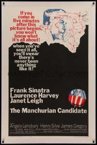 6y0178 MANCHURIAN CANDIDATE linen 1sh 1962 cool art of Frank Sinatra, directed by John Frankenheimer!