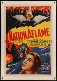 6y0194 NATION AFLAME linen 1sh 1937 a dynamic expose of a hooded menace by Thomas Dixon, very rare!