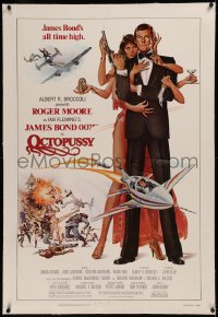 6y0202 OCTOPUSSY linen 1sh 1983 Goozee art of sexy Maud Adams & Roger Moore as James Bond 007!