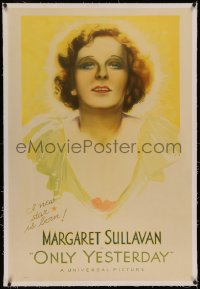 6y0206 ONLY YESTERDAY linen 1sh 1933 great art of Margaret Sullavan, a new star is born, ultra rare!