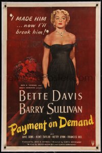 6y0210 PAYMENT ON DEMAND linen 1sh 1951 classic art of Bette Davis, who made & will break Sullivan!